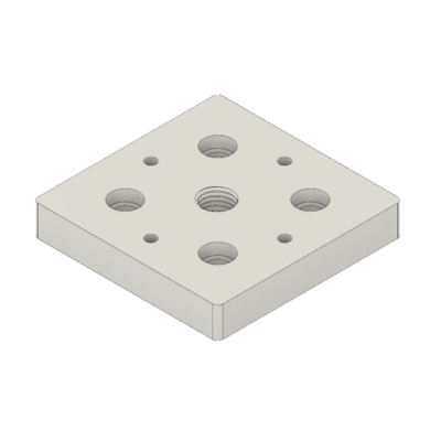 32-9090M16S-0 MODULAR SOLUTIONS FOOT & CASTER CONNECTING PLATE<BR>90MM X 90MM, M16 HOLE, SOLID ALUMINUM